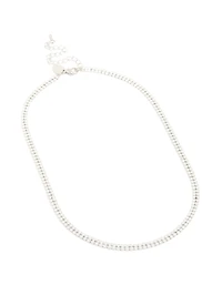 Waterproof Stainless Steel Cubic Zirconia Tennis Layered Necklace