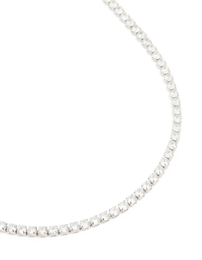 Waterproof Stainless Steel Cubic Zirconia Classic Tennis Necklace