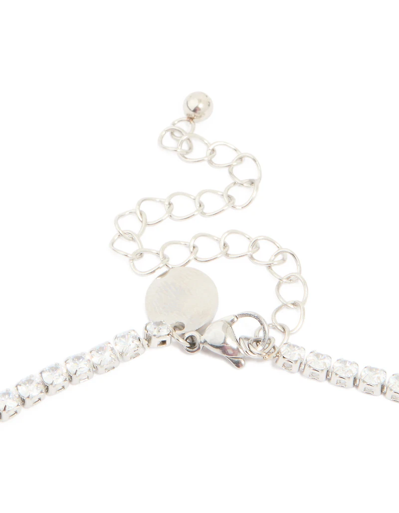 Waterproof Stainless Steel Cubic Zirconia Classic Tennis Necklace