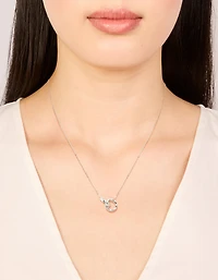 Waterproof Stainless Steel Textured Linked Circles Pendant Necklace