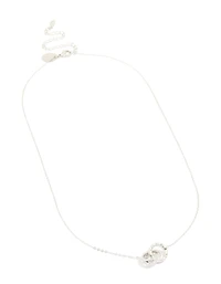 Waterproof Stainless Steel Textured Linked Circles Pendant Necklace