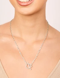 Waterproof Stainless Steel Cubic Zirconia T-Bar Necklace