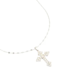 Waterproof Stainless Steel Cubic Zirconia Gothic Cross Fine Necklace