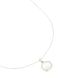 Waterproof Stainless Steel Freshwater Molten Hoop Pearl Centre Pendant Necklace