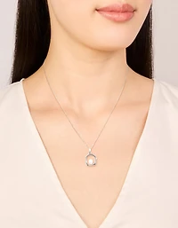 Waterproof Stainless Steel Freshwater Molten Hoop Pearl Centre Pendant Necklace