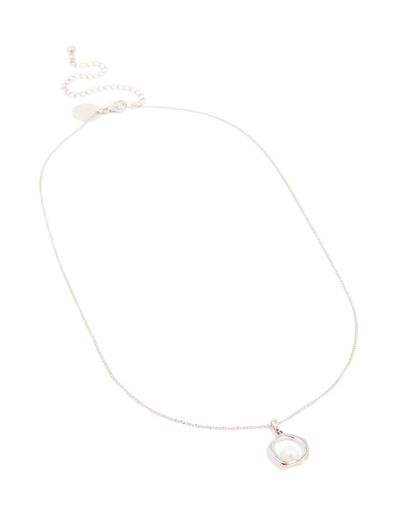 Waterproof Stainless Steel Freshwater Molten Hoop Pearl Centre Pendant Necklace