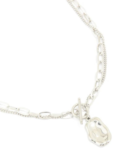 Waterproof Stainless Steel Molten Pendant & Chain Layered Necklace