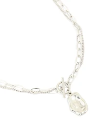 Waterproof Stainless Steel Molten Pendant & Chain Layered Necklace