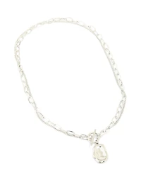 Waterproof Stainless Steel Molten Pendant & Chain Layered Necklace