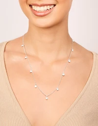 Waterproof Stainless Steel Cubic Zirconia Station Necklace