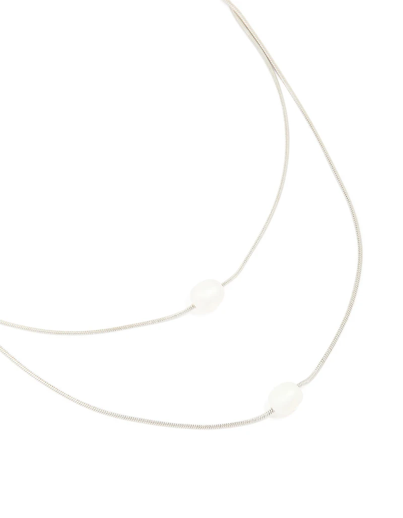 Waterproof Stainless Steel Pearl Layered Necklace