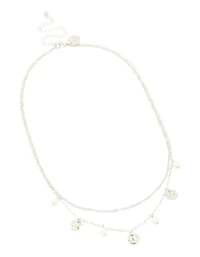 Waterproof Stainless Steel Pearl & Molten Pendant Chain Layered Necklace