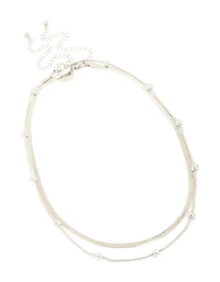 Waterproof Stainless Steel Snake Chain & Ball Charm Layered Necklace