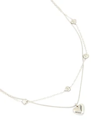 Waterproof Stainless Steel Multi Heart Charms Layered Necklace