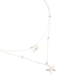 Waterproof Stainless Steel Starfish & Shell Layered Necklace