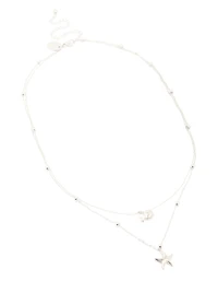 Waterproof Stainless Steel Starfish & Shell Layered Necklace