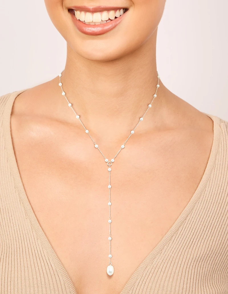 Waterproof Stainless Steel Pearl Y-Necklace