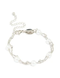 Waterproof Stainless Steel Pearl & Ball Layered Bracelet