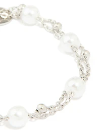 Waterproof Stainless Steel Pearl & Ball Layered Bracelet