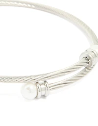 Waterproof Stainless Steel Pearl Twisted Bangle