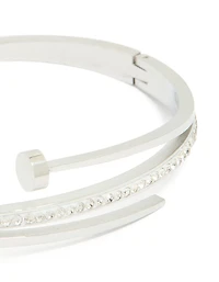 Waterproof Stainless Steel Cubic Zirconia Nail Hinge Bangle