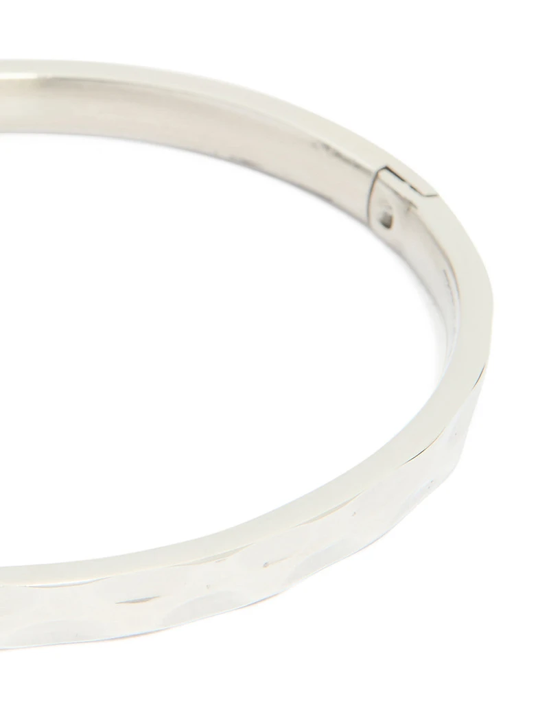 Waterproof Stainless Steel Hammered Hinged Bangle