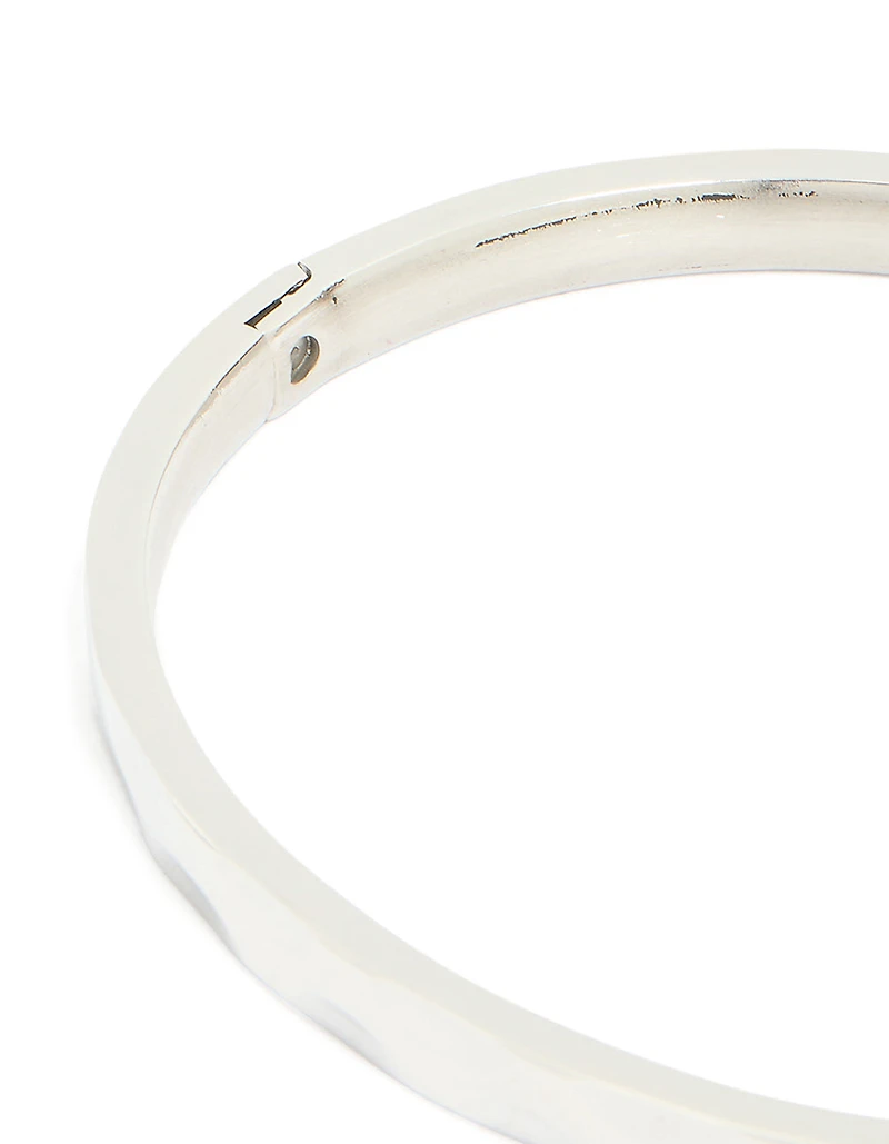 Waterproof Stainless Steel Hammered Hinged Bangle