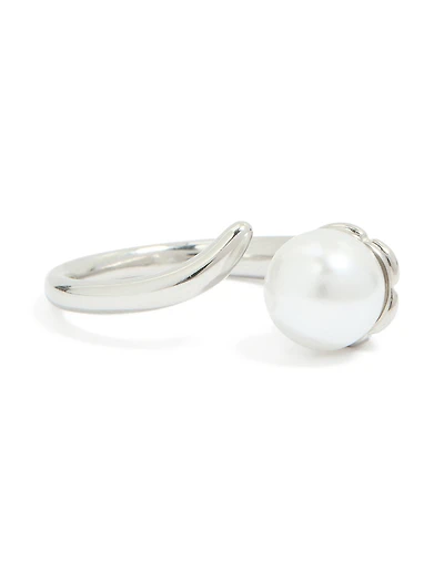 Waterproof Stainless Steel Pearl Open Wrap Around Ring
