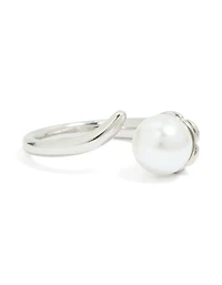 Waterproof Stainless Steel Pearl Open Wrap Around Ring