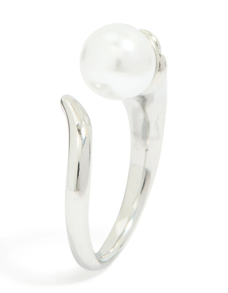 Waterproof Stainless Steel Pearl Open Wrap Around Ring