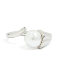 Waterproof Stainless Steel Pearl Open Wrap Around Ring