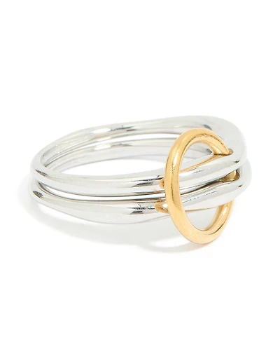Waterproof Mixed Metal Plated Stainless Steel Fine Rondell Stacked Link Ring