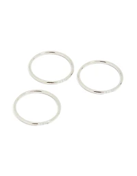 Waterproof Stainless Steel Thin Cubic Zirconia Trio Rings 3-Pack