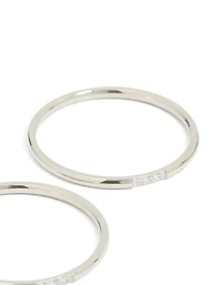 Waterproof Stainless Steel Thin Cubic Zirconia Trio Rings 3-Pack