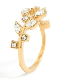 Anneau d’enroulement en vigne zircone cubique acier inoxydable étanche, plaqué or