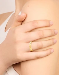 Waterproof Gold Plated Stainless Steel Cubic Zirconia Roman Numeral Band Ring