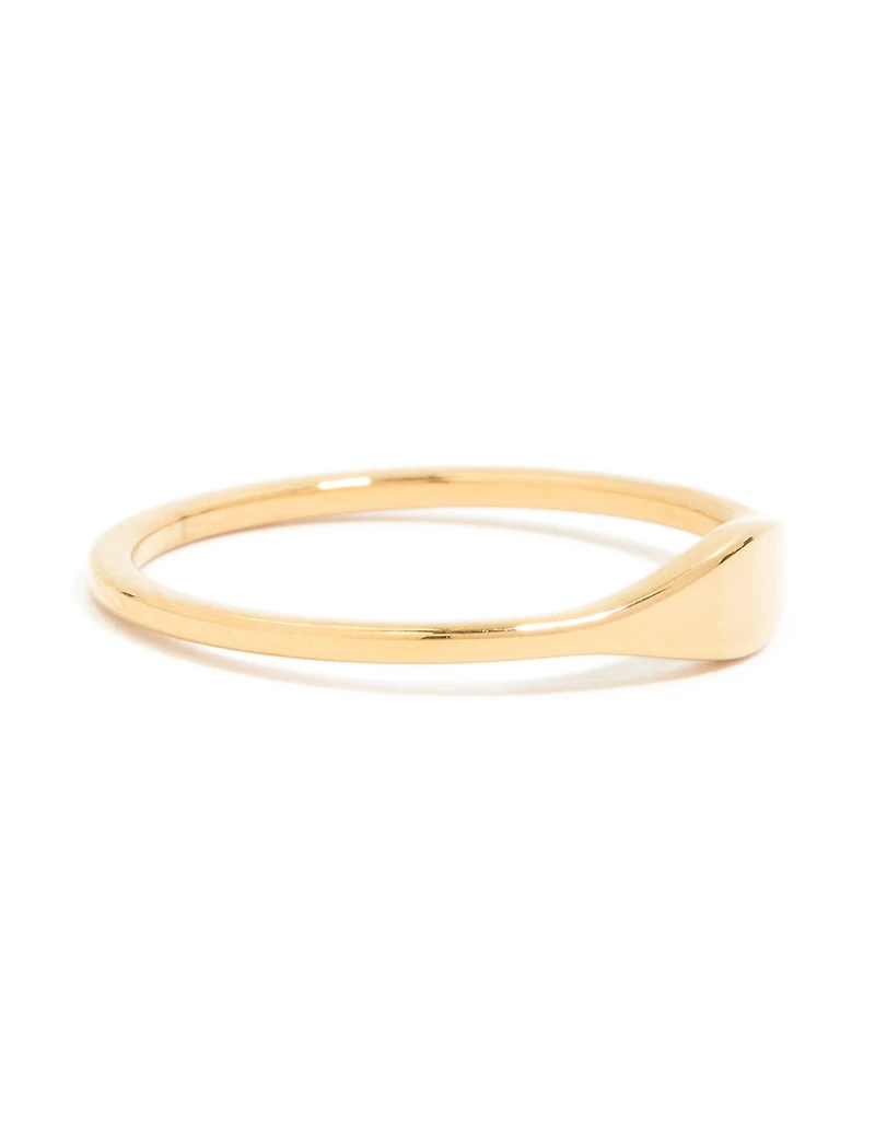 Waterproof Gold Plated Stainless Steel Dainty Signet Ring