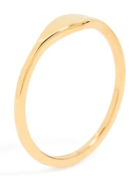 Waterproof Gold Plated Stainless Steel Dainty Signet Ring