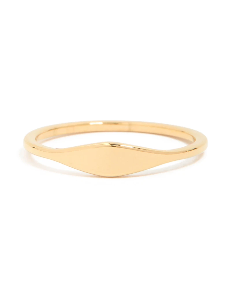 Waterproof Gold Plated Stainless Steel Dainty Signet Ring