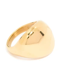 Waterproof Gold Plated Stainless Steel Smooth Pebble Ring