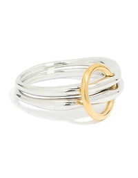 Waterproof Mixed Metal Plated Stainless Steel Fine Rondell Stacked Link Ring