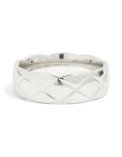 Waterproof Stainless Steel Crosshatch Band Ring