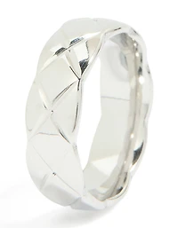 Waterproof Stainless Steel Crosshatch Band Ring