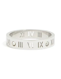 Waterproof Stainless Steel Cubic Zirconia Roman Numeral Ring
