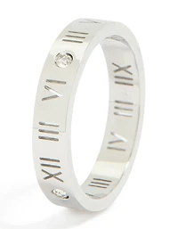 Waterproof Stainless Steel Cubic Zirconia Roman Numeral Ring