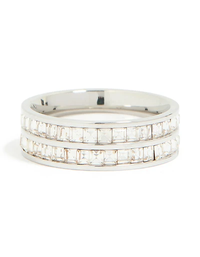 Anneau à double couche en zircone cubique acier inoxydable étanche