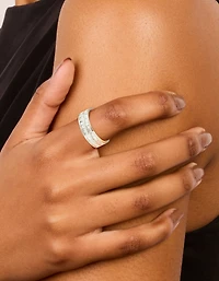 Anneau à double couche en zircone cubique acier inoxydable étanche