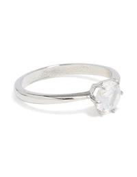 Waterproof Stainless Steel Diamante Solitaire Band Ring