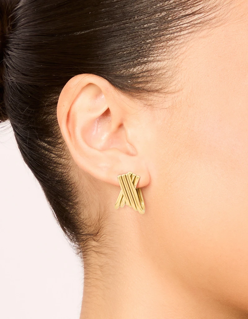 Waterproof Gold Plated Stainless Steel Long Layered Circle Hoop Earrings