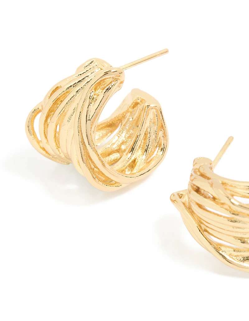 Waterproof Gold Plated Stainless Steel Multi Row Huggie Earrings